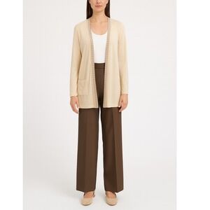 LC Lauren Conrad Coral Pink Ruffle Knit Cardigan‎ Sweater Women's Sz Large